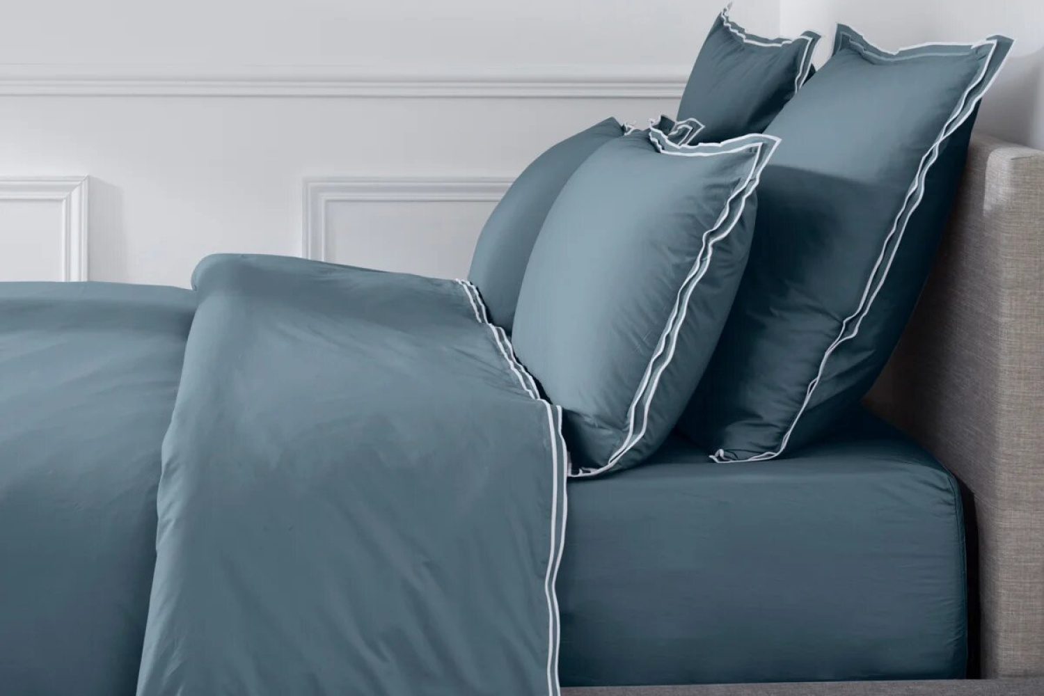 Наволочка PURE WHITE Percale Blue – Finition White 65x65 см