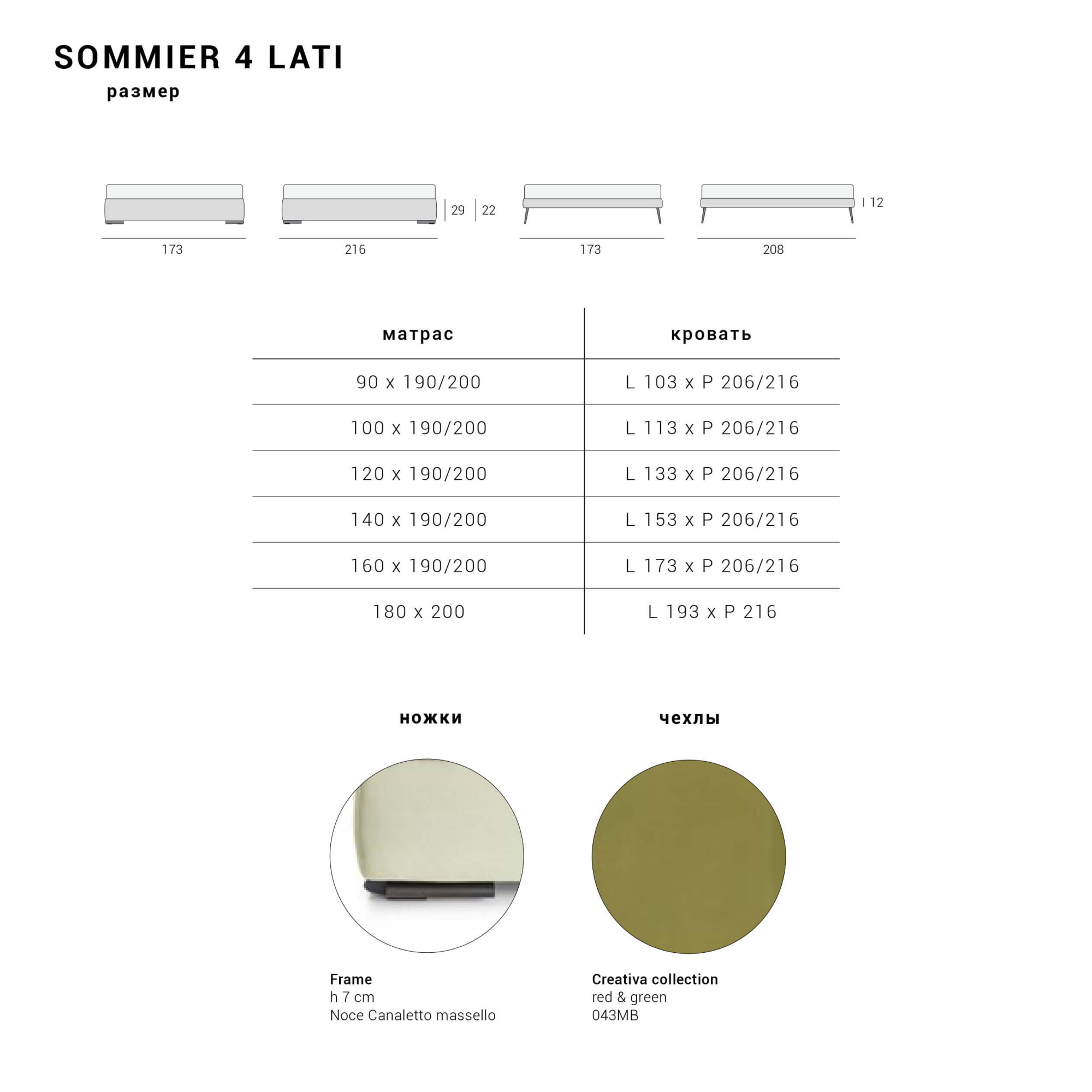 Кровать Sommier 4 Lati